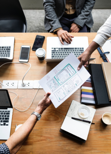 Portfolio showcase illustration with document paper design